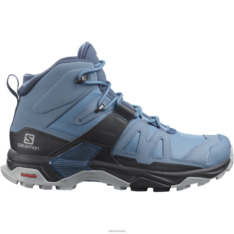 8DLD21515 Salomon صخرة القمر - خشب الأبنوس - ورق النعناع حذاء المشي لمسافات طويلة للسيدات X Ultra 4 Mid Gore-Tex Lunar Rock-Ebony-Mint Leaf