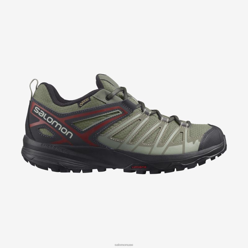 8DLD22062 Salomon سلك بنجي أسود أحذية المشي لمسافات طويلة للرجال X Crest Gore-Tex Wren-Black-Bungee Cord